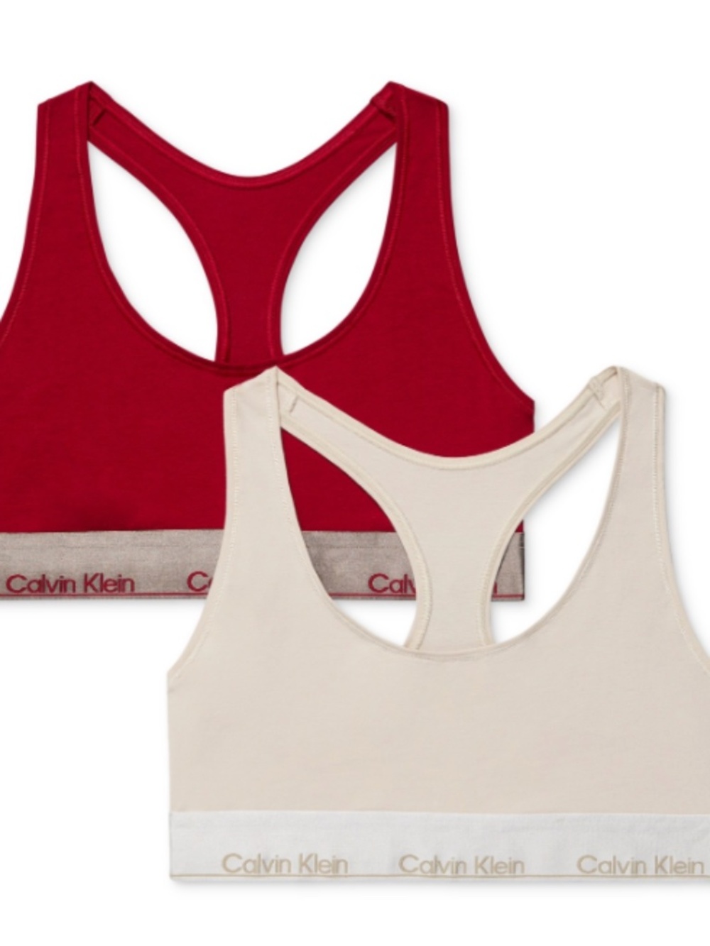 Calvin Klein Women's 2-Pk. Modern Cotton Unlined Bralette - JUNEBERRY/COCOON NWT